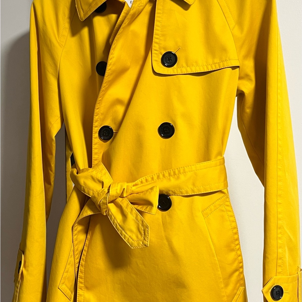 Coach Women's Vibrant Yellow Double-Breasted Trench Coat